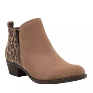 Lucky Brand Taupe Ankle Boot with Leopard-Print Heel Size 10